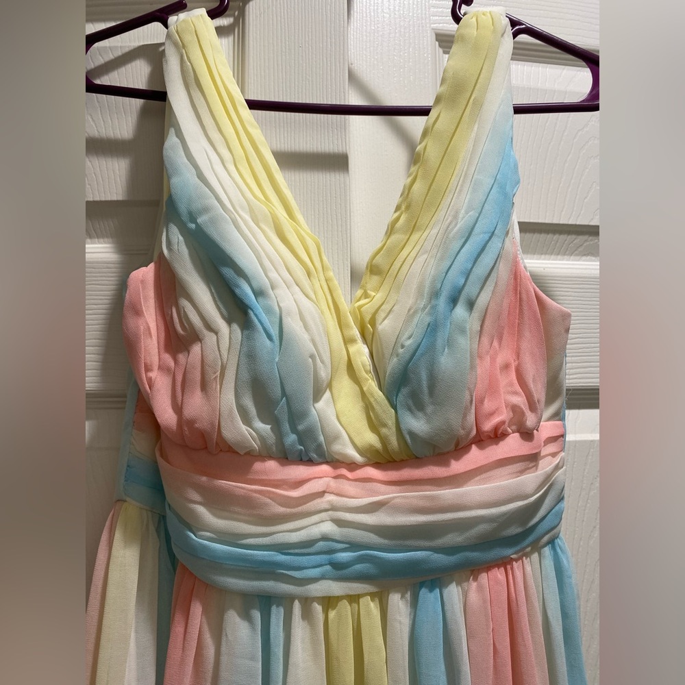 Long maxi spring colors dress. Maternity perfect or Gender reveal.